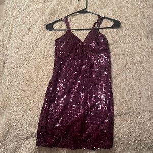 Sequin purple mini dress